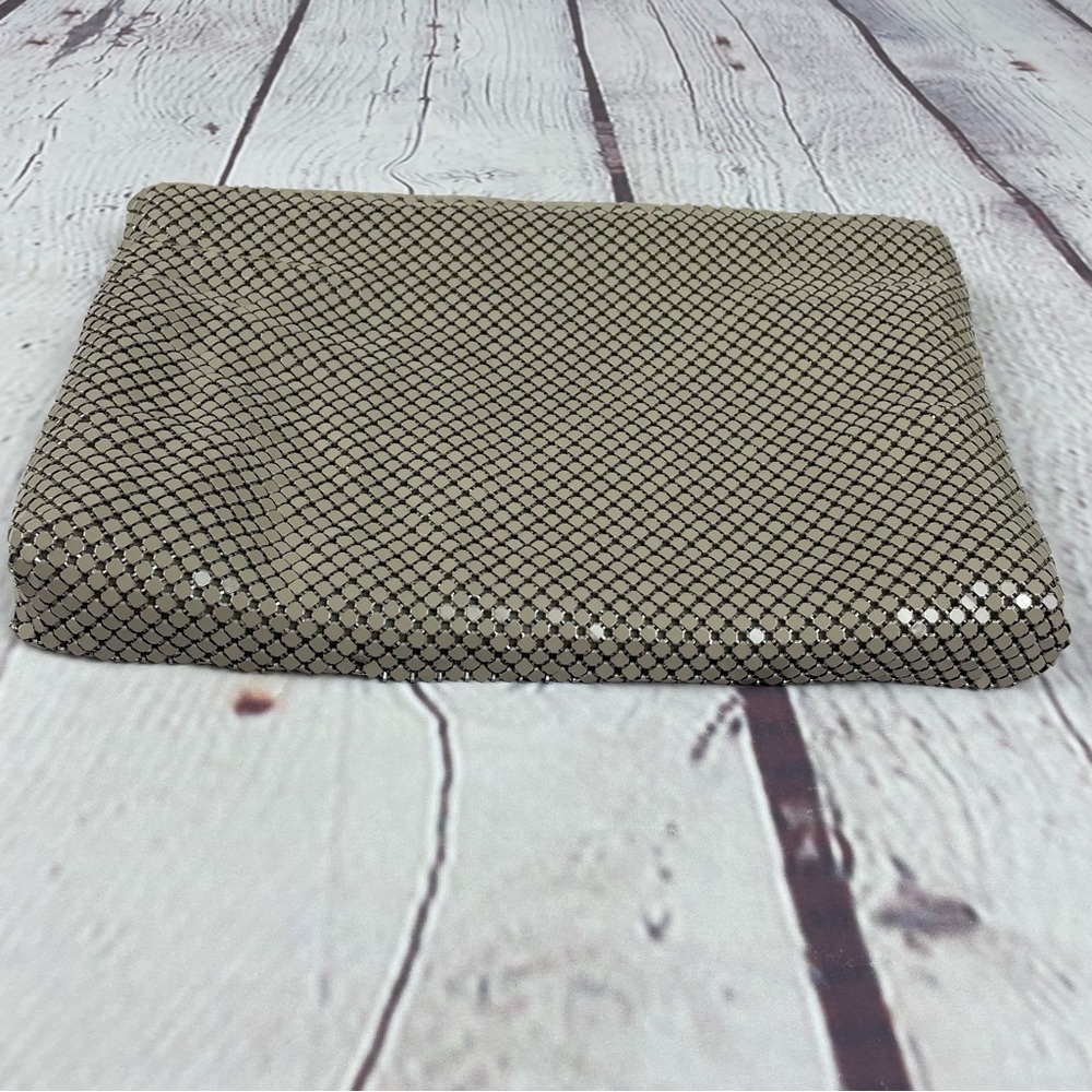 Whiting And Davis Mesh Chainmail Clutch Crossbody Taupe Tan - Picture 6 of 14